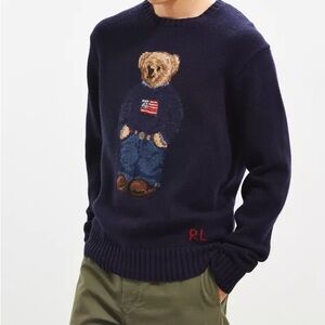 Polo by Ralph Lauren Men's Black Sweater with Bear Design